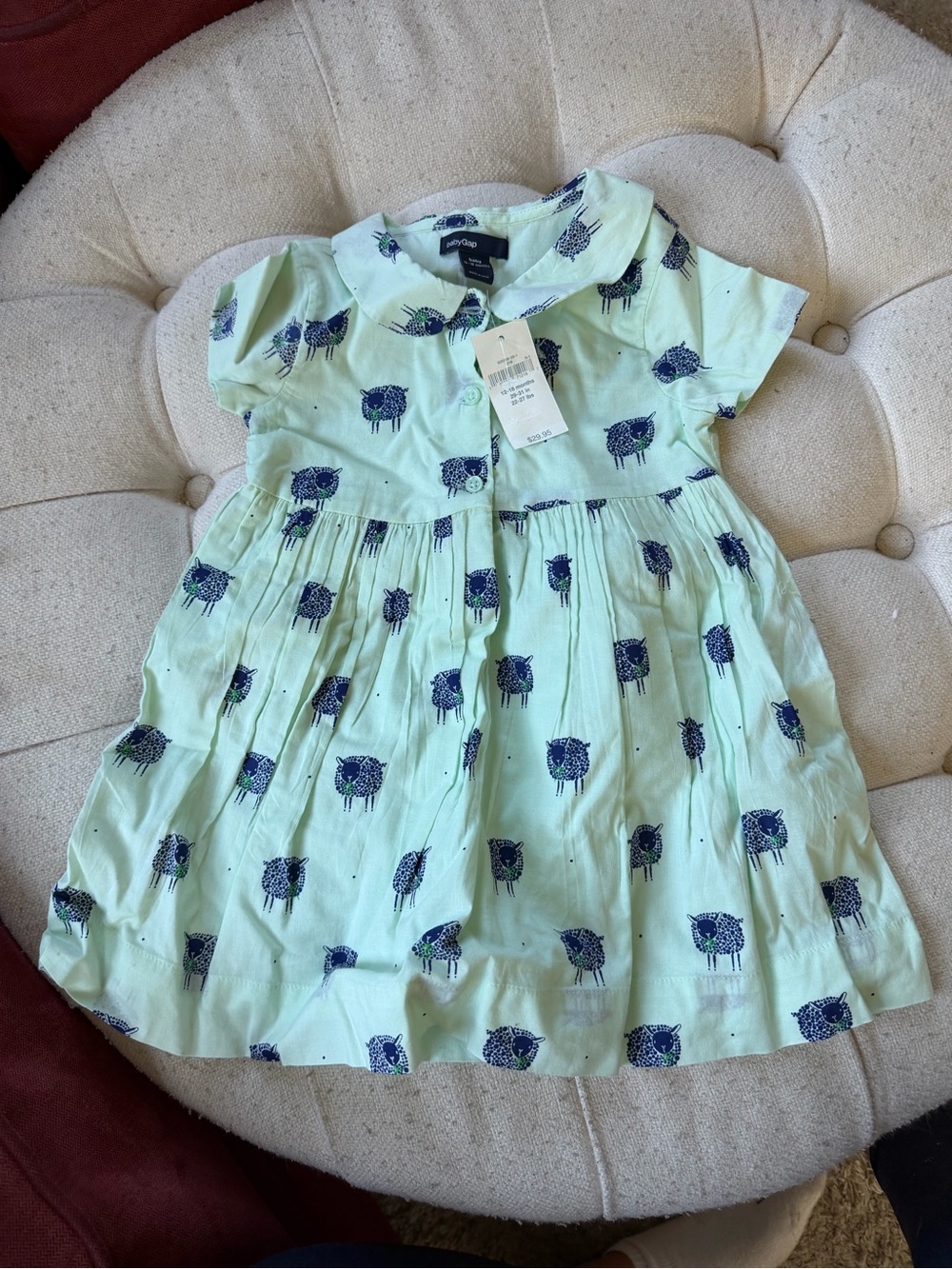 GAP Mint Green Dress with Navy Sheep Print